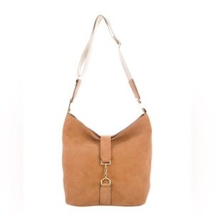 India Hicks Suede Edwina Hobo Elegant Tan Shoulder Bag